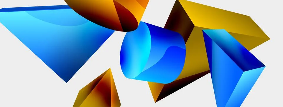 3d vector minimalist geometric abstract background. Triangle, cylinder, pyramid Illustrazione stock