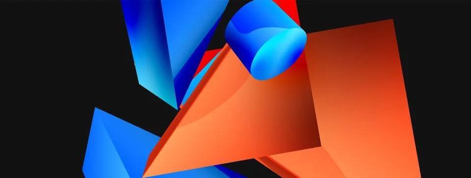 3d vector minimalist geometric abstract background. Triangle, cylinder, pyramid Illustrazione stock