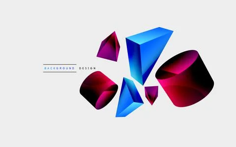 3d vector minimalist geometric abstract background. Triangle, cylinder, pyramid Illustrazione stock