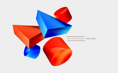 3d vector minimalist geometric abstract background. Triangle, cylinder, pyramid Illustrazione stock