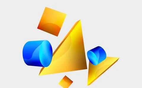 3d vector minimalist geometric abstract background. Triangle, cylinder, pyramid Illustrazione stock