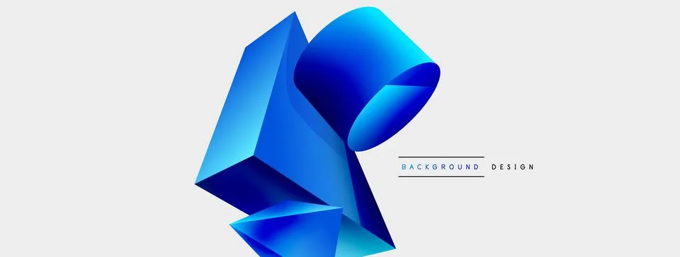 3d vector minimalist geometric abstract background. Triangle, cylinder, pyramid Illustrazione stock