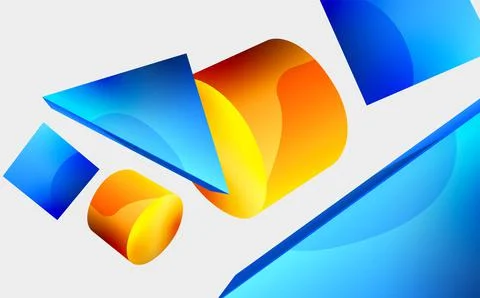 3d vector minimalist geometric abstract background. Triangle, cylinder, pyramid 스톡 일러스트