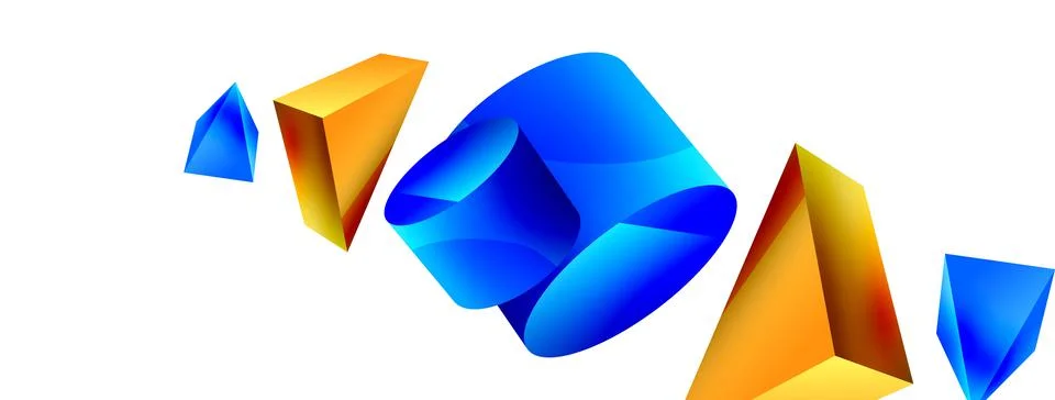 3d vector minimalist geometric abstract background. Triangle, cylinder, pyramid 스톡 일러스트