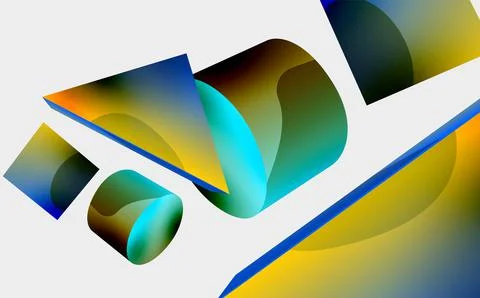 3d vector minimalist geometric abstract background. Triangle, cylinder, pyramid 스톡 일러스트