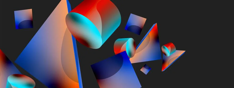 3d vector minimalist geometric abstract background. Triangle, cylinder, pyramid Illustrazione stock