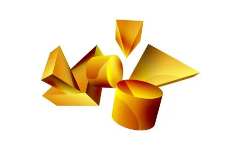 3d vector minimalist geometric abstract background. Triangle, cylinder, pyramid Illustrazione stock