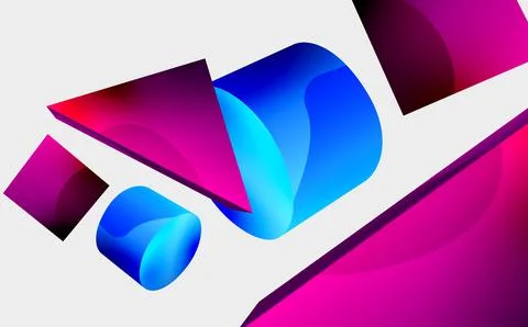 3d vector minimalist geometric abstract background. Triangle, cylinder, pyramid Illustrazione stock