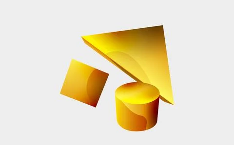 3d vector minimalist geometric abstract background. Triangle, cylinder, pyramid Illustrazione stock