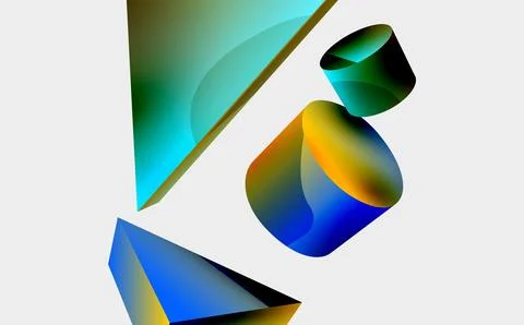 3d vector minimalist geometric abstract background. Triangle, cylinder, pyramid Illustrazione stock