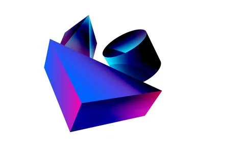 3d vector minimalist geometric abstract background. Triangle, cylinder, pyramid Illustrazione stock