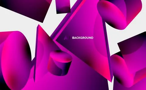 3d vector minimalist geometric abstract background. Triangle, cylinder, pyramid Illustrazione stock