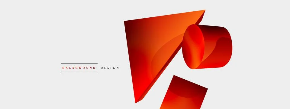 3d vector minimalist geometric abstract background. Triangle, cylinder, pyramid Illustrazione stock
