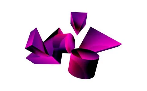 3d vector minimalist geometric abstract background. Triangle, cylinder, pyramid 库存插图