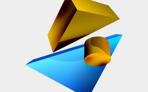 3d vector minimalist geometric abstract background. Triangle, cylinder, pyramid Illustrazione stock