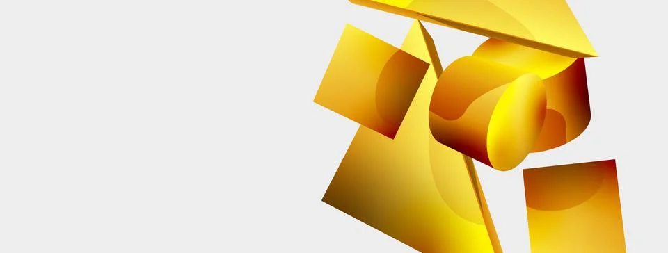 3d vector minimalist geometric abstract background. Triangle, cylinder, pyramid Stock Illustration