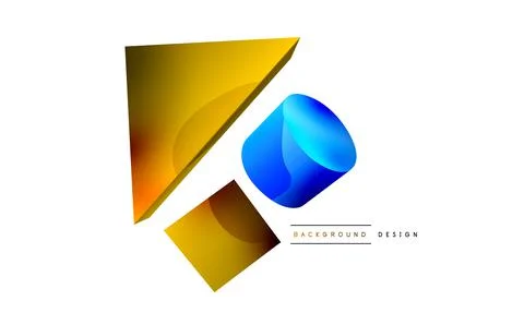 3d vector minimalist geometric abstract background. Triangle, cylinder, pyramid Stock Illustration