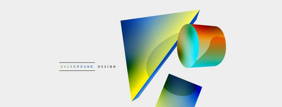 3d vector minimalist geometric abstract background. Triangle, cylinder, pyramid 스톡 일러스트