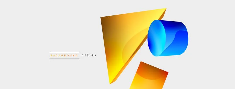 3d vector minimalist geometric abstract background. Triangle, cylinder, pyramid 스톡 일러스트