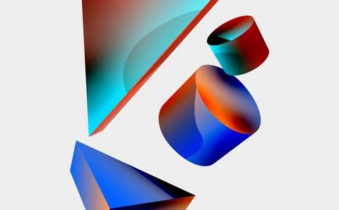 3d vector minimalist geometric abstract background. Triangle, cylinder, pyramid Illustrazione stock