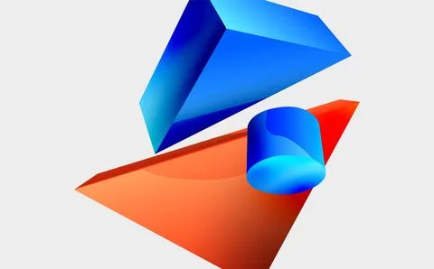 3d vector minimalist geometric abstract background. Triangle, cylinder, pyramid Illustrazione stock