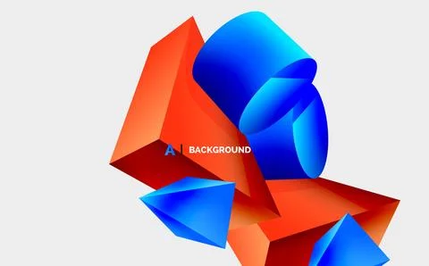 3d vector minimalist geometric abstract background. Triangle, cylinder, pyramid Stock Illustration