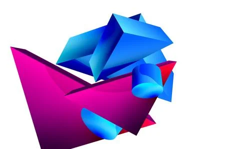3d vector minimalist geometric abstract background. Triangle, cylinder, pyramid Illustrazione stock