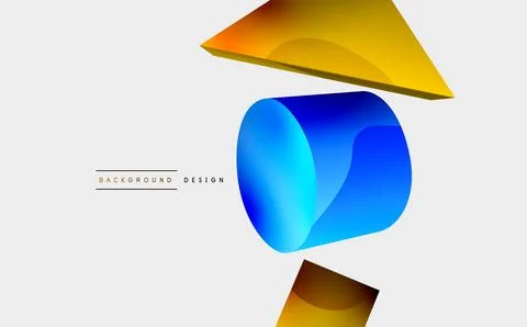 3d vector minimalist geometric abstract background. Triangle, cylinder, pyramid Stock-Illustration