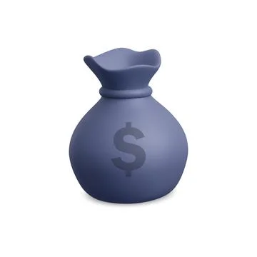 3d vector money bag with dollar icon. Cash, interest rate, business and finan Illustrazione stock