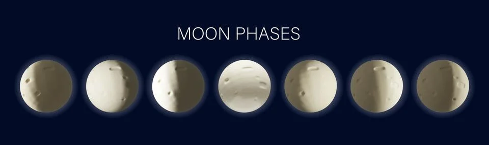 3D vector moon phases Stock Illustration