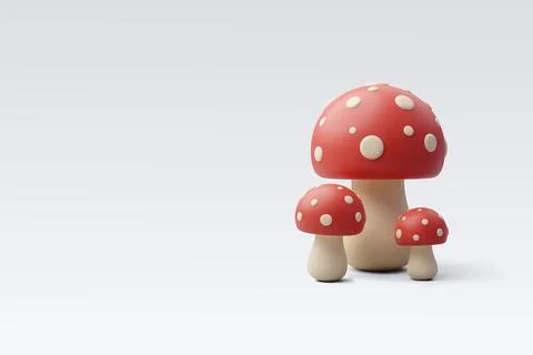 3d Vector Mushroom, Autumn forest elements, Hello autumn concept. Stock Illustration
