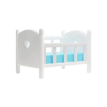 3D vector of newborn baby crib on isolated background. Stock Illustration
