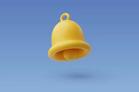 3d Vector Notification Yellow Bell, Social Media Reminder concept. Stock Illustration