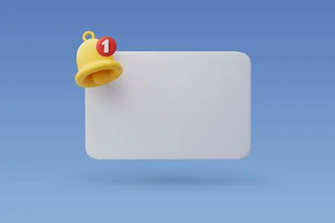 3d Vector Notification Yellow Bell, Social Media Reminder concept. Stock Illustration