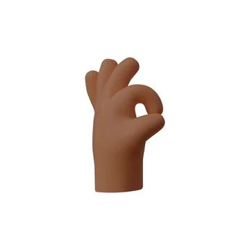 3D vector ok hand gesture icon, cartoon style on isolated background. Stock Illustration