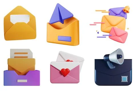 3d vector open and close mail envelope subscribe icon web element design. R.. Stock Illustration