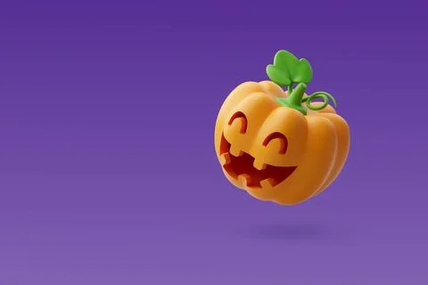 3d Vector Orange pumpkin with cut scary smile, Halloween holiday concept. Stock Illustration