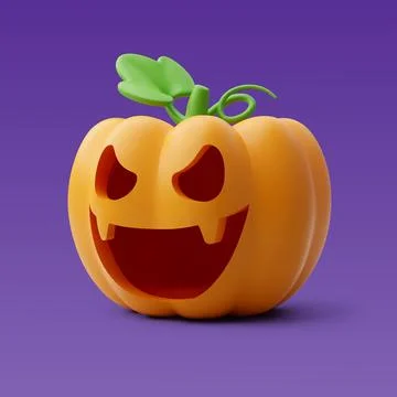 3d Vector Orange pumpkin with cut scary smile, Halloween holiday concept. Stock Illustration