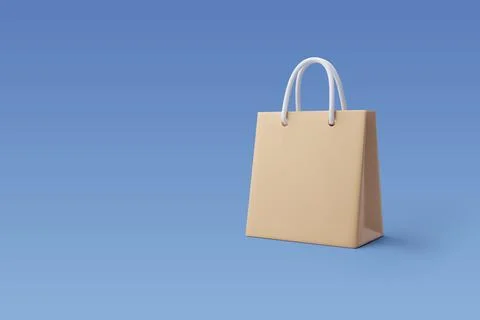 3d Vector Paper Shopping Bag, Shopping Online Concept. Stock Illustration