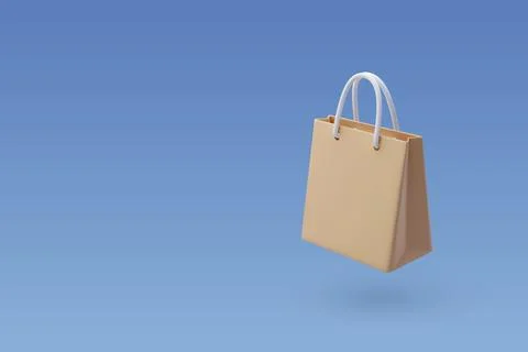 3d Vector Paper Shopping Bag, Shopping Online Concept. Stock Illustration