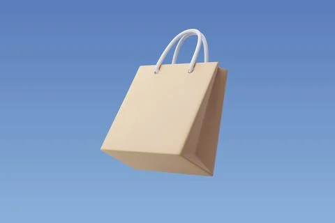 3d Vector Paper Shopping Bag, Shopping Online Concept. Stock Illustration