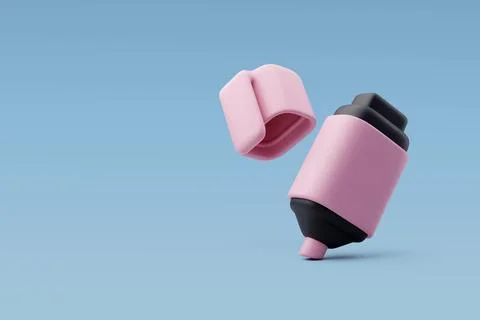 3d Vector Pink marker pen, Stationery icons, Office and Business concept. Stock Illustration