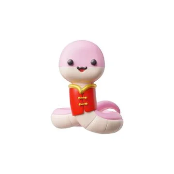 The 3D vector of the pink snake, a humorous reptilian character in national Stock Illustration