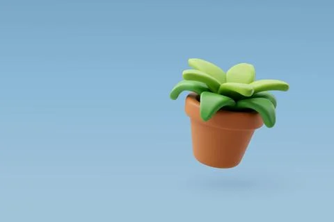 3d Vector Plant in blown pot, Furniture and hotel booking concept. Stock Illustration