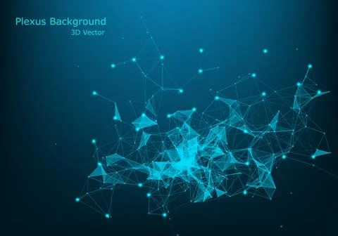 3d Vector plexus like background. Technology and connection theme. Bright ver Stock Illustration