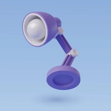 3d Vector of purple desk lamp on blue, student and education concept. Stock Illustration