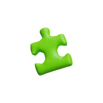 3d vector puzzle icon in green, cartoon minimalistic illustration. Illustrazione stock