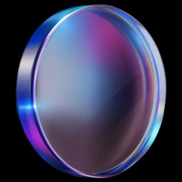 3D vector realistic holographic iridescent glass coin purple effect, game token Stock Illustration