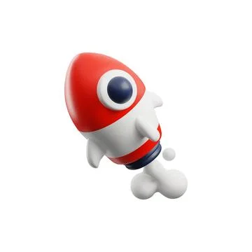 3d vector realistic illustration of space rocket, Isolated on white background Stock Illustration