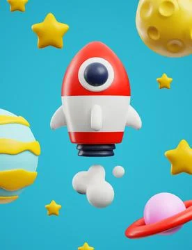 3d vector realistic illustration of space rocket against the background of Stock Illustration